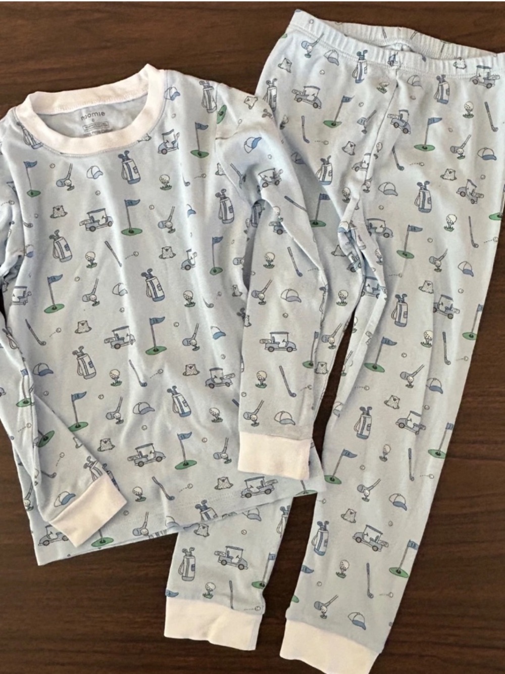 Noomie Lets Golf Long Sleeve Pajama Set Kids Size 6 Blue Long Sleeve 100% Cotton